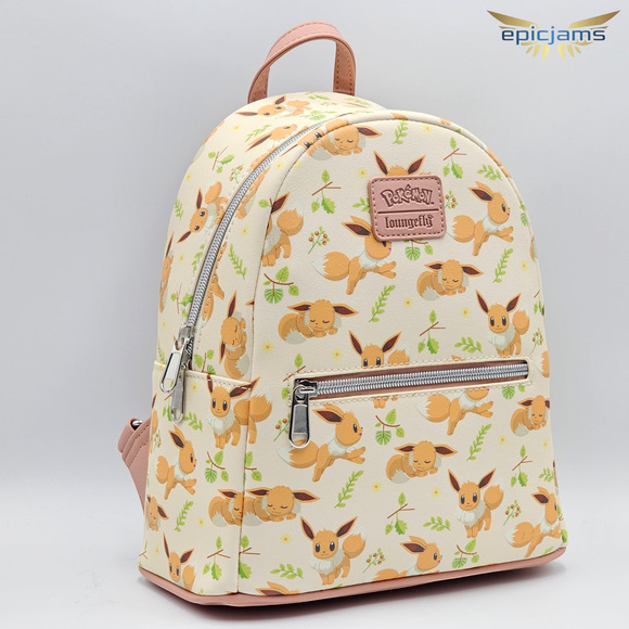 Loungefly Pokemon Eevee Floral Leaves AOP Mini Backpack Back New - Picture 2 of 5